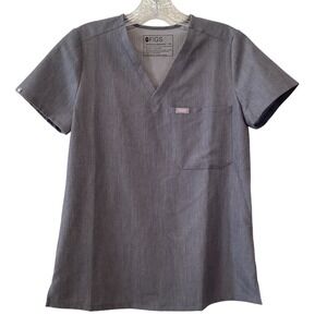 FIGS Catarina V-Neck Scrub Top Heather Gray - Size XS